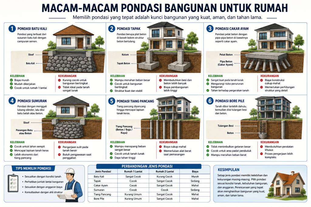 Macam-macam Pondasi Bangunan